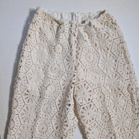 H&M Crochet Straight Leg Pants Cream Size S - Picture 7 of 12